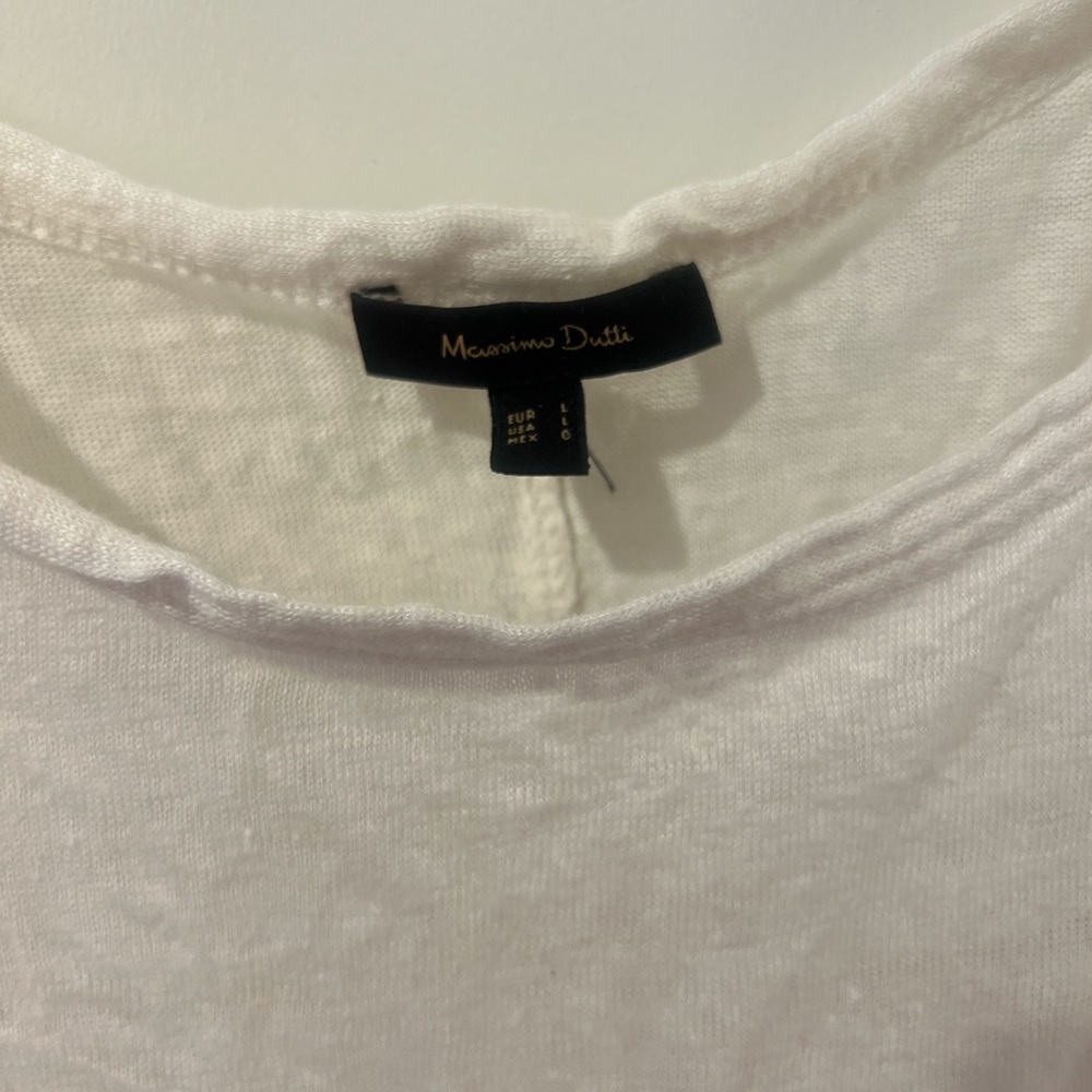 Massimo Dutti White Crewneck Knit Tee